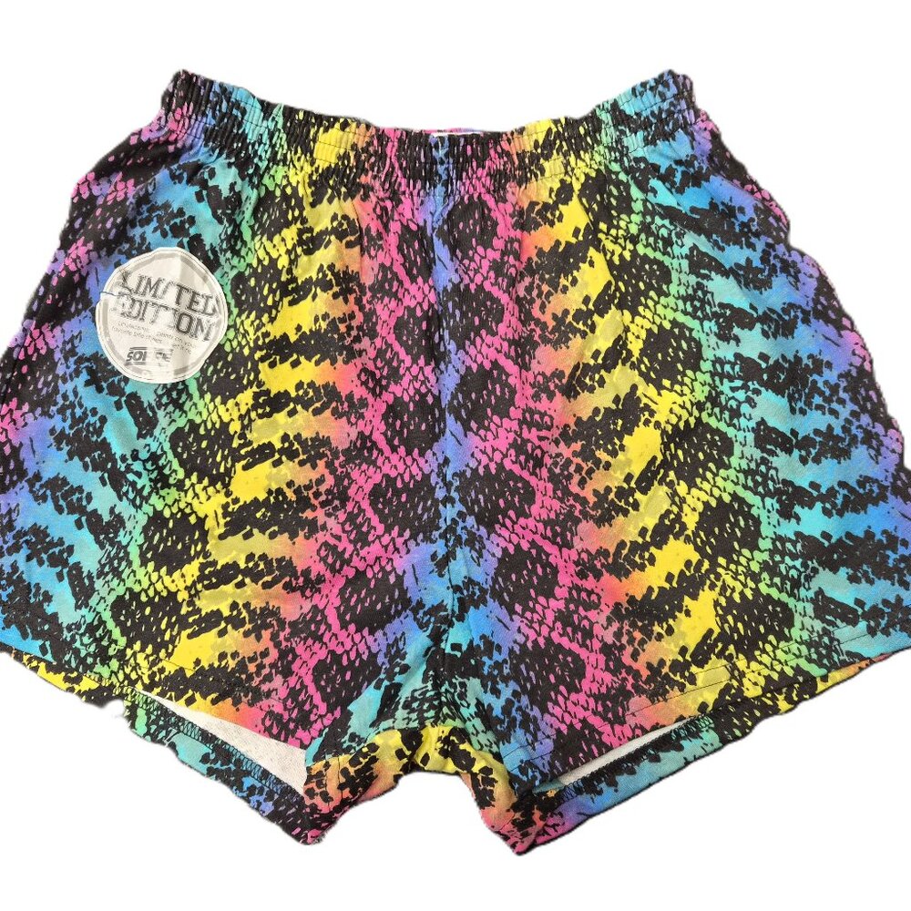 Soffe Limited Edition Shorts Size L 100% Cotton Snakeskin Print Y2K Revival